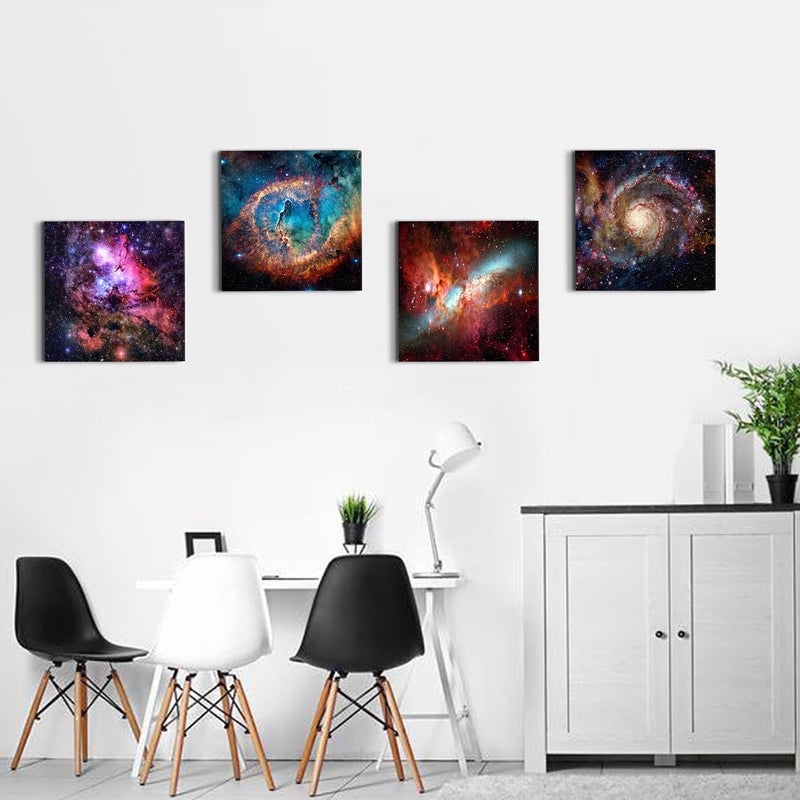 sunfrower Space Wall Art Galaxy Futuristic Decor for Teens Room Outer Space Nebula Pictures Boys Bedroom Marvel Room Canvas Painting Cosmic Poster Nursery Kids Bathroom Modern Artwork Home Decoration 16x16" - Image 4